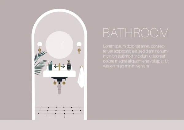 Bathroom Viewed Hall Doorway Interior Design Copy Space Concept — Image vectorielle