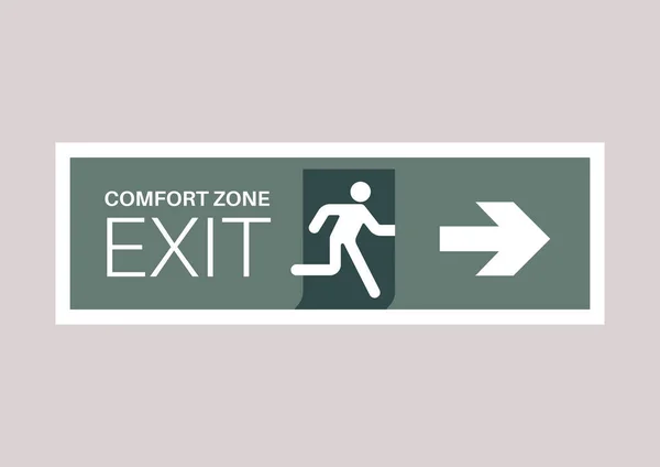 Comfort Zone Exit Concept Imitating Emergency Sign — Stock Vector