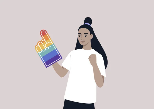 Pride Foam Finger Colored Rainbow Colors Lgbtq Community Support — Διανυσματικό Αρχείο