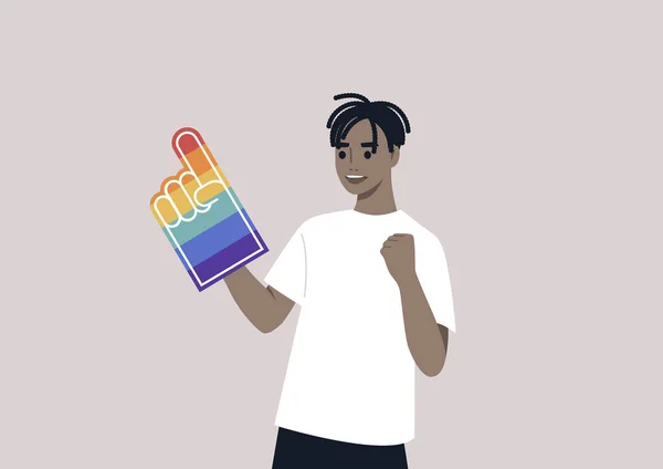 Pride Foam Finger Colored Rainbow Colors Lgbtq Community Support — Stockvector