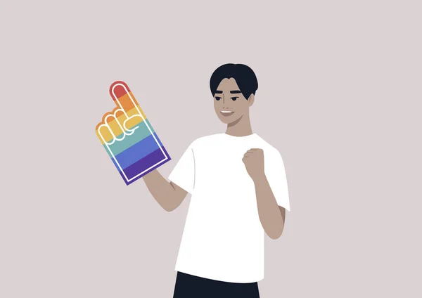Pride Foam Finger Colored Rainbow Colors Lgbtq Community Support — Stock Vector