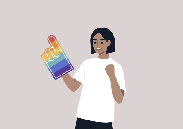 Pride Foam Finger Colored Rainbow Colors Lgbtq Community Support — Stock vektor