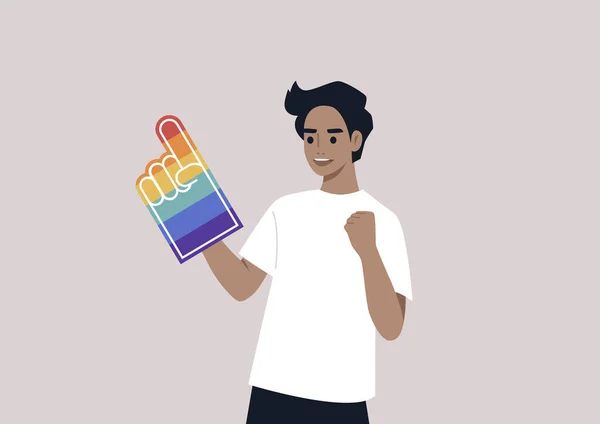 Pride Foam Finger Colored Rainbow Colors Lgbtq Community Support — Image vectorielle