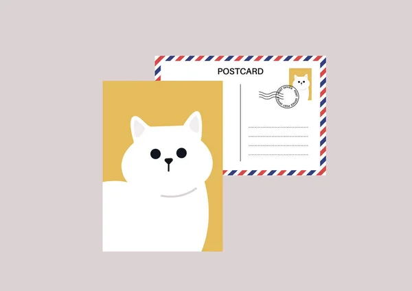 Postcard Cat Portrait Cute Holiday Memory — 图库矢量图片