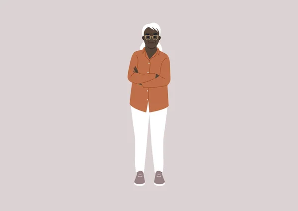 Senior African Woman Wearing Casual Clothes — Vetor de Stock