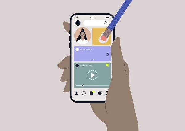 Концепция Цензуры Социальных Сетях Личный Профиль Стерт Помощью Карандашного Ластика — стоковый вектор