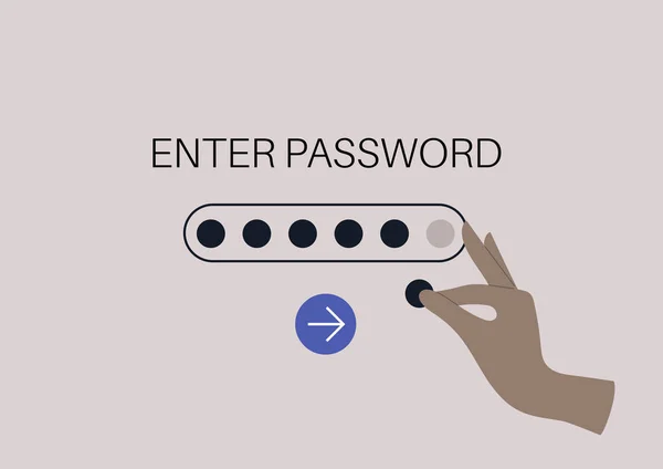 Enter Password Hand Filling Login Information — Wektor stockowy