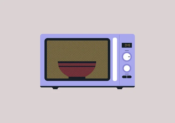 Sebuah Oven Microwave Dengan Gelas Dan Kancing Peralatan Dapur Dengan - Stok Vektor