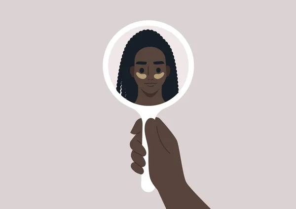 Joven Personaje Africano Femenino Con Parches Los Ojos Belleza Mirando — Archivo Imágenes Vectoriales