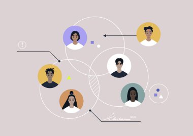 Bir takım çalışması organizasyon şeması, bir proje üzerinde birlikte çalışan çeşitli genç profesyonellerden oluşan bir grup.