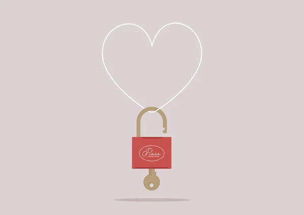 Heart shaped padlock and key for love lock unity Vector Image