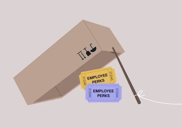 Eine Box Stick Falle Ein Mechanismus Für Lebendfallen Mit Mitarbeitervergünstigungen — Stockvektor