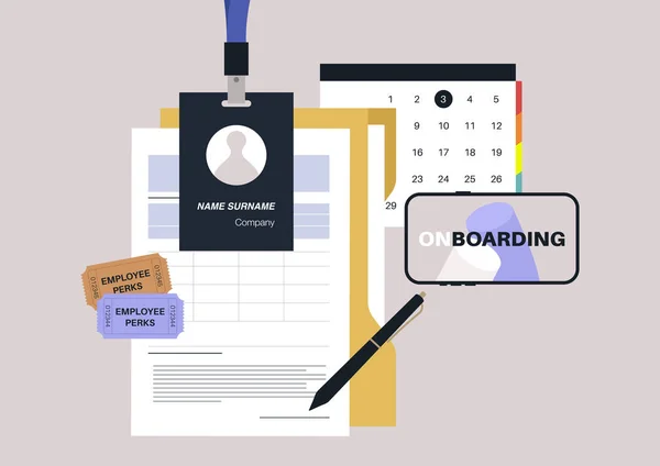 Business Onboarding Ένα Σύνολο Εγγράφων Που Απαιτούνται Για Την Έναρξη — Διανυσματικό Αρχείο