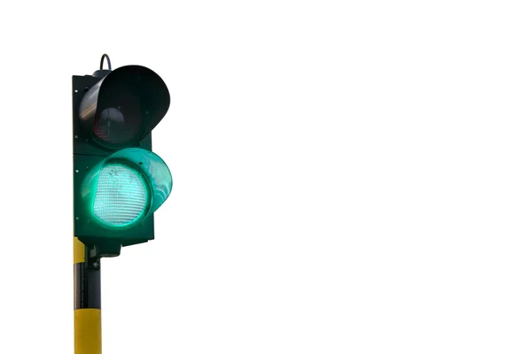 Zelený semafor izolovaných na bílém pozadí — Stock fotografie