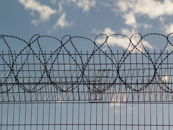 Więzienia płot z drutu kolczastego — Zdjęcie stockowe