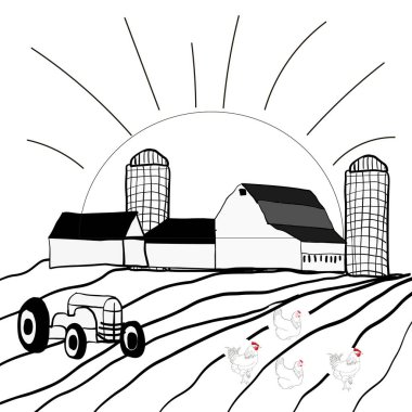 Tarlaları, ağaçları, otları ve yolları olan kırsal alanlar.