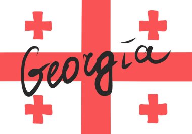 Gürcistan bayrağı elle çizilmiş Georgia