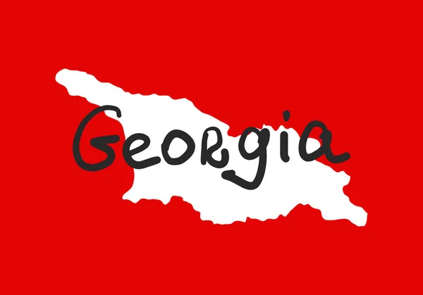 Georgia world map in white color on red background — Stock Vector