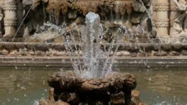 Fountain in the Dresden Zwinger. Baroque architecture with statues. The Nymphenbad . Close-up.