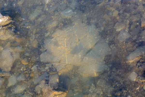 Water Flowing Rocks Ice Mountain River — Stock Photo, Image