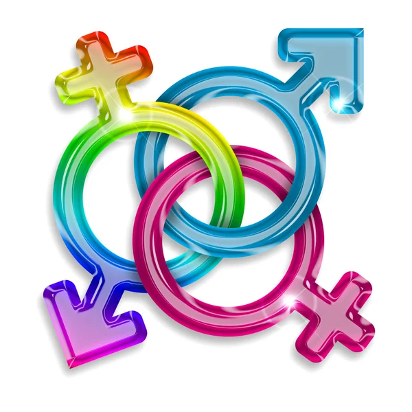 Symbols of male, female and transgender — Stock Photo, Image