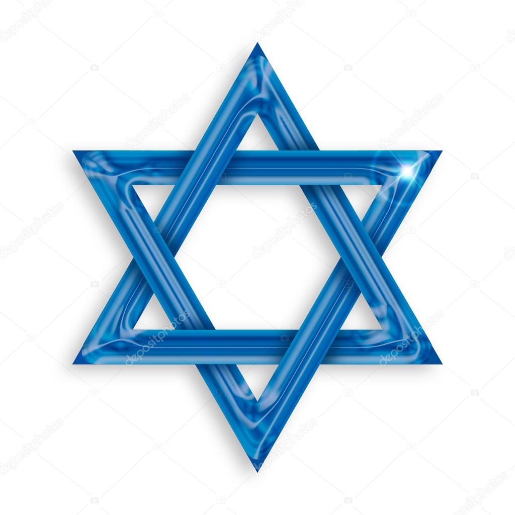 Illustration of blue hexagram on white background