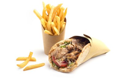 kebap sandviç patates kızartması ile