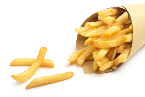 Cono de papel con papas fritas — Foto de Stock