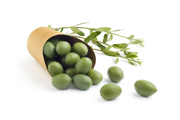 Groene olijven — Stockfoto