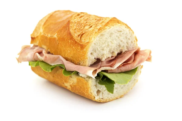 Nahaufnahme eines Sandwiches auf weißem Hintergrund — Stockfoto