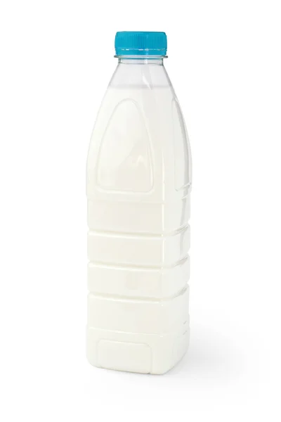 在白色背景上孤立的牛奶升瓶 — 图库照片