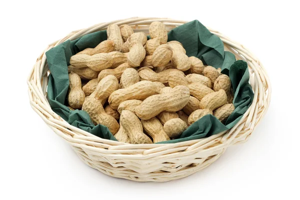 Peanuts in basket — Stock Photo, Image