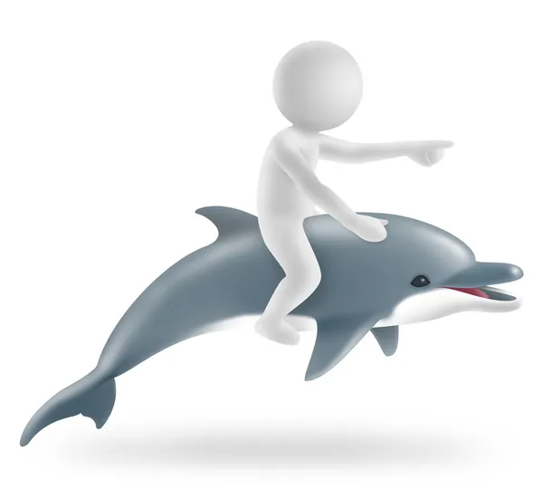 Illustrazione di ragazzo che cavalca su un delfino — Foto Stock