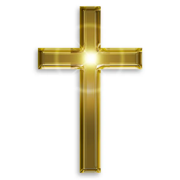 Golden symbol of crucifix — Stock Photo, Image