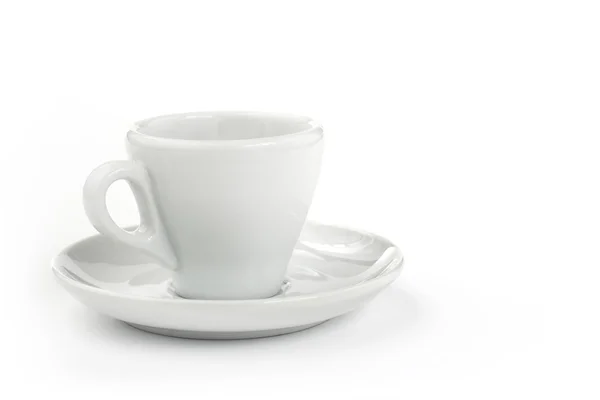 Porcelana cupful com pires isolado no fundo branco — Fotografia de Stock