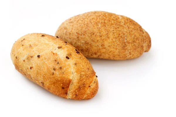 Wholemeal sandwich and soy loaf on white background — Stock Photo, Image