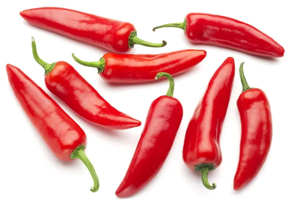 Group of red chilies on white background — Stock Photo, Image