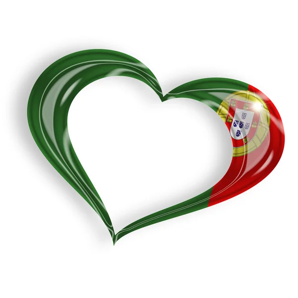 Portekizli bayrak renkleri ile kalp — Stok fotoğraf