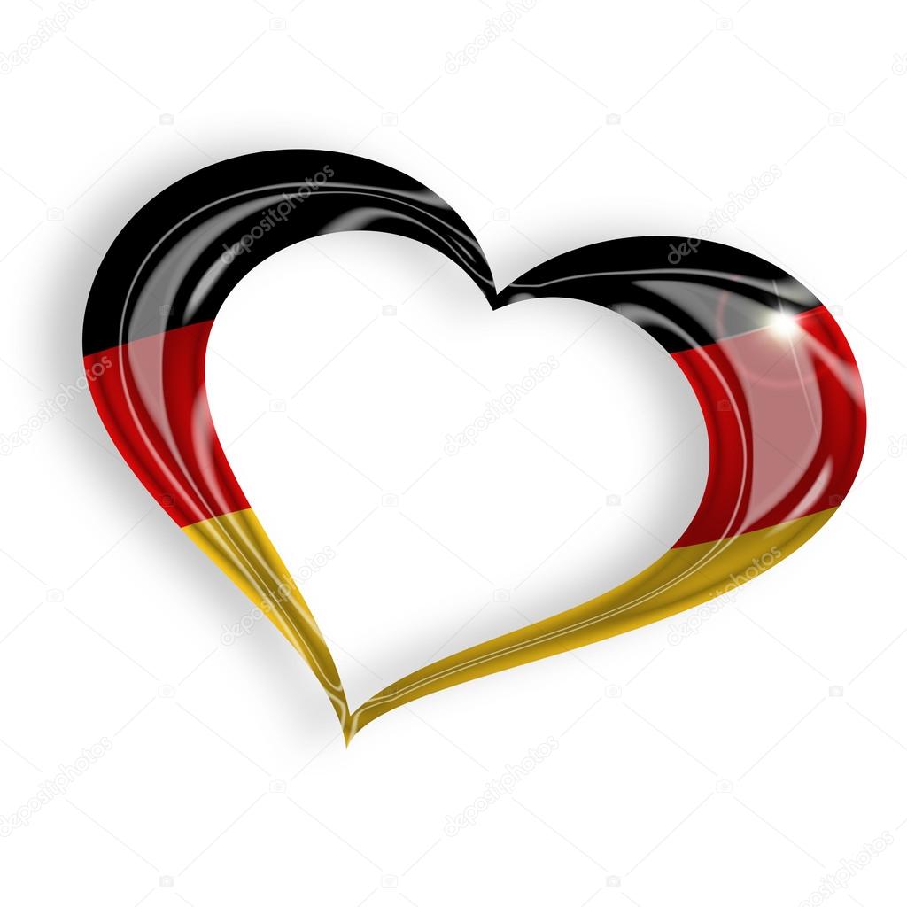 heart with german flag colors on white background