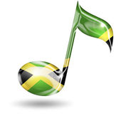 Musikalische Note mit jamaikanischen Flaggenfarben