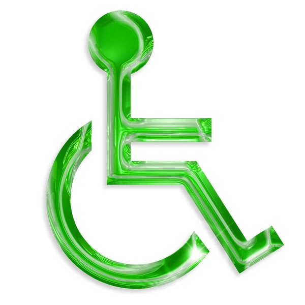 Simbolo verde disabilitato isolato su sfondo bianco — Foto Stock