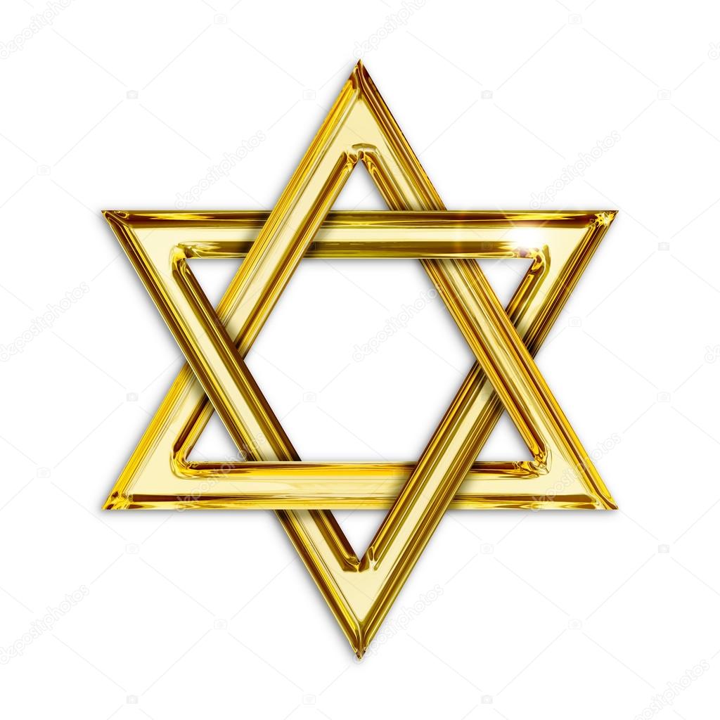 Illustration of golden hexagram on white background