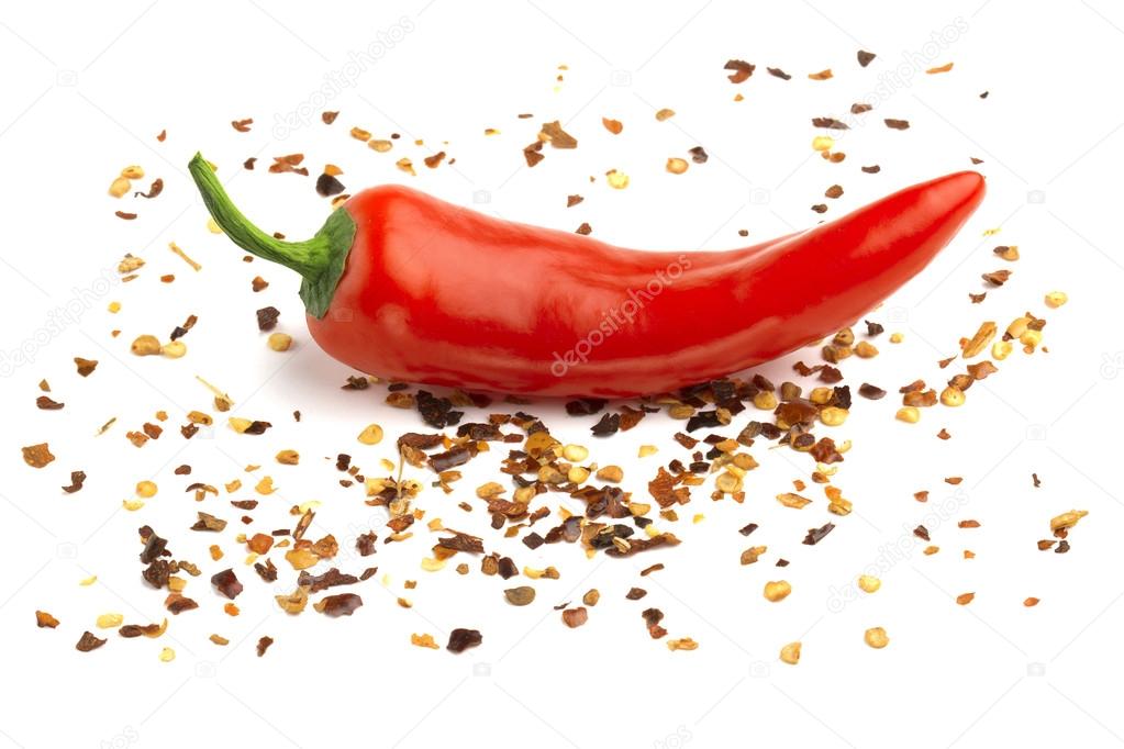 red chili pepper isolated on ground pepper