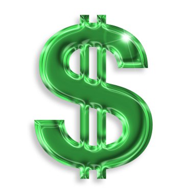 Beyaz arka plan yansıması ABD dolar işareti