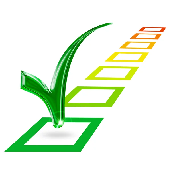 Marca de verificación en la categoría verde de la clase energética europea —  Fotos de Stock