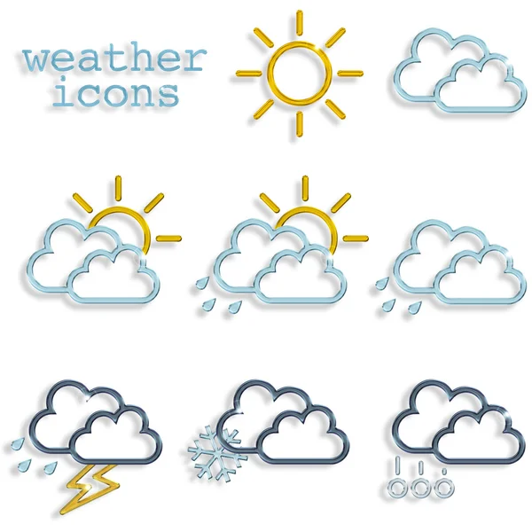 Set of weather icons on white background — Stock Photo, Image