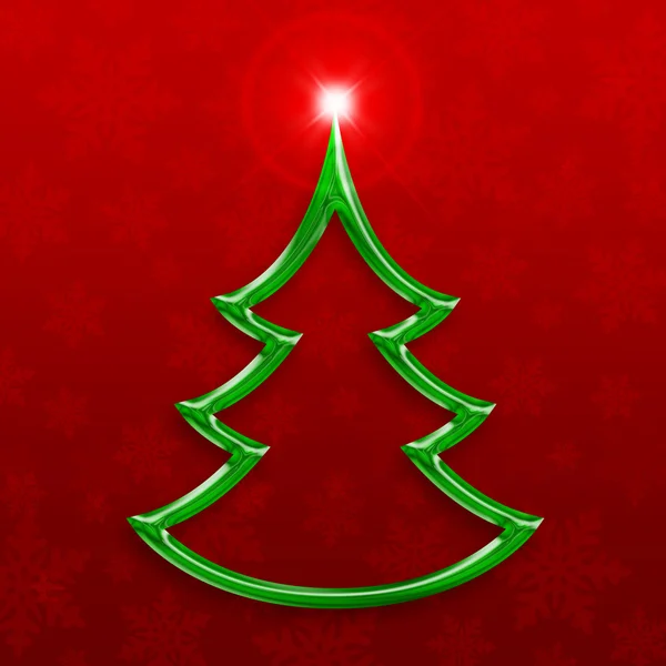 程式化绿色的圣诞树上的装饰背景 — 图库照片