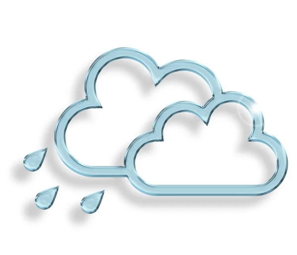 Two glass clouds with raindrops on white background — Stock Photo, Image