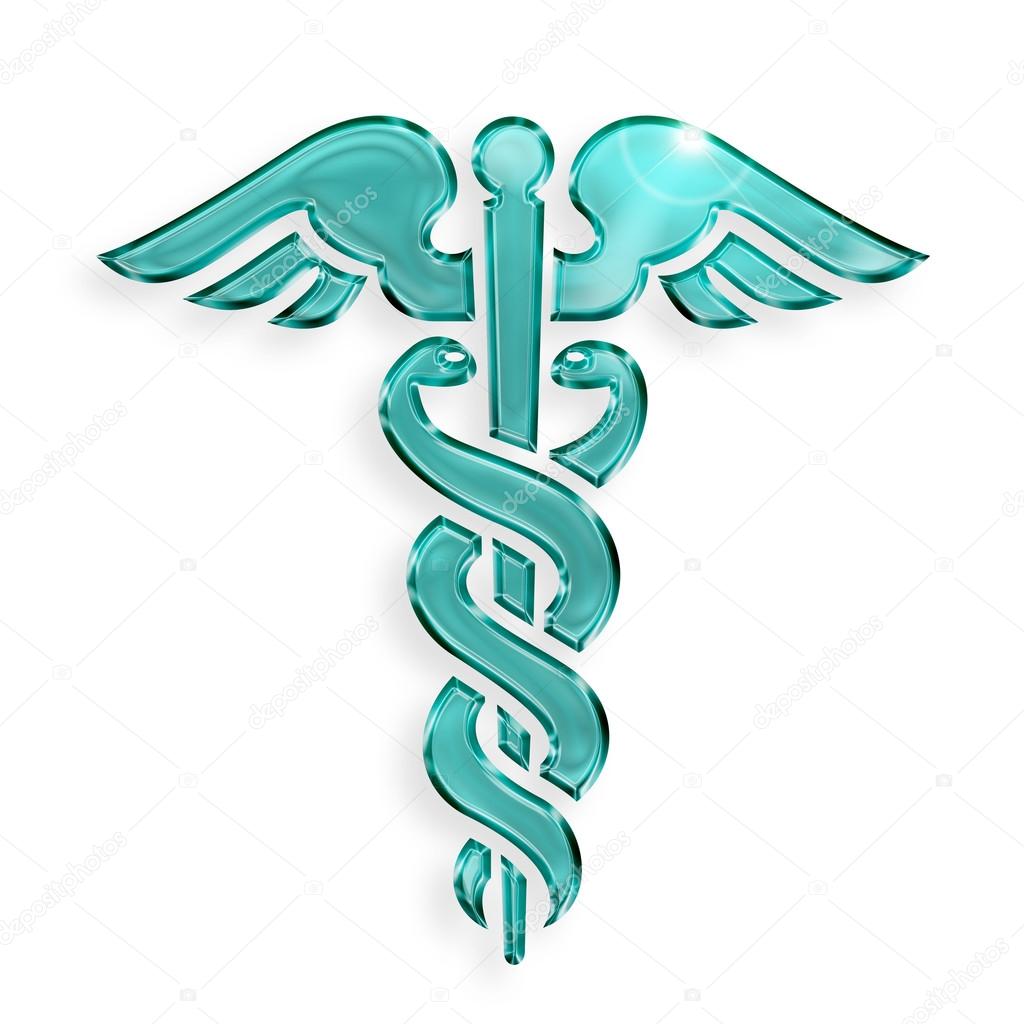 Caduceus medical symbol on white background
