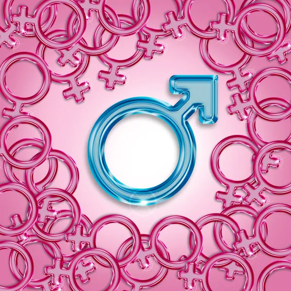 Male symbol surrounded by many female symbols — Stock Photo, Image